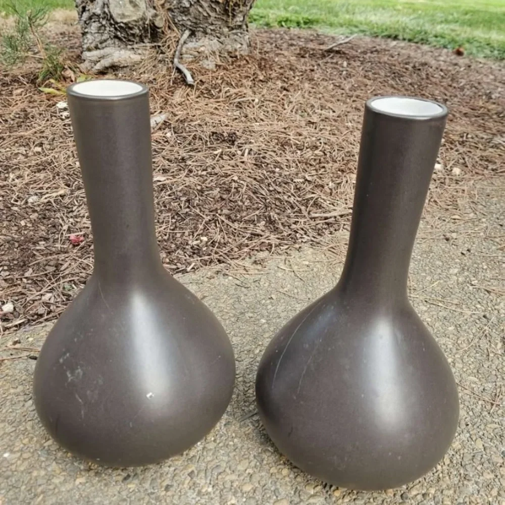 2x IKEA Brown AKTOR Ceramic vases